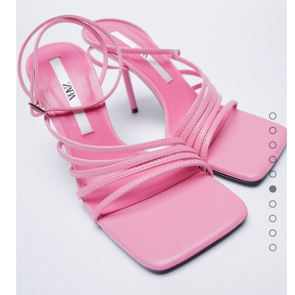 Zara Pink Strappy Heeled Sandals With Thin Straps! NWT! Gorgeous! Sold Out!